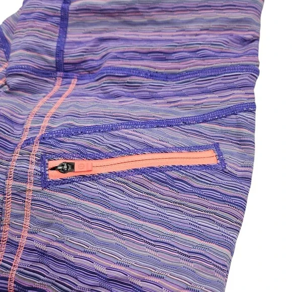 Lululemon Run Top Speed Crop Space Dye Twist Pink Purple Leggings Capris Size 6 - Picture 2 of 10
